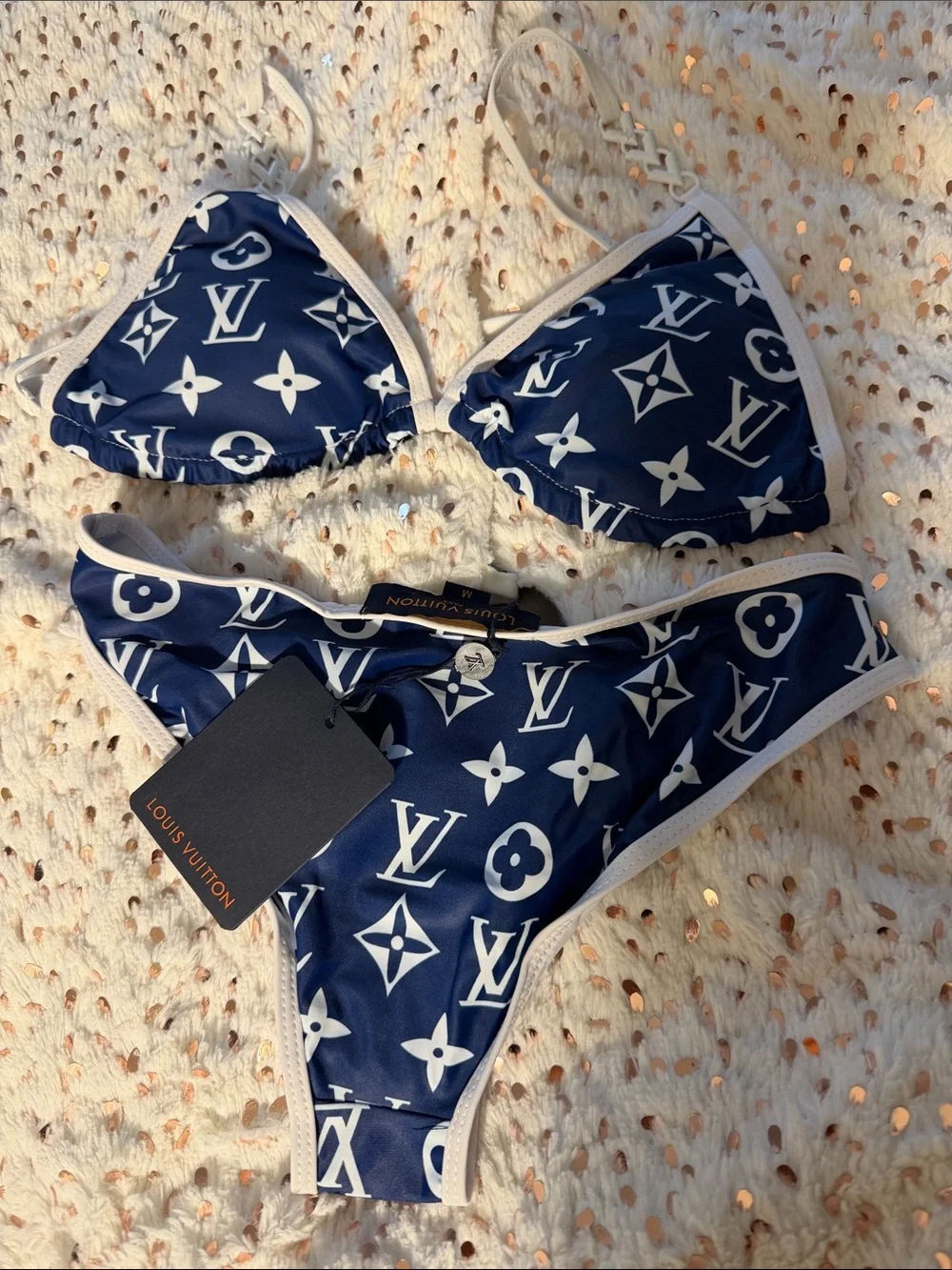 Louis Vuitton Navy & White Monogram Bikini Set